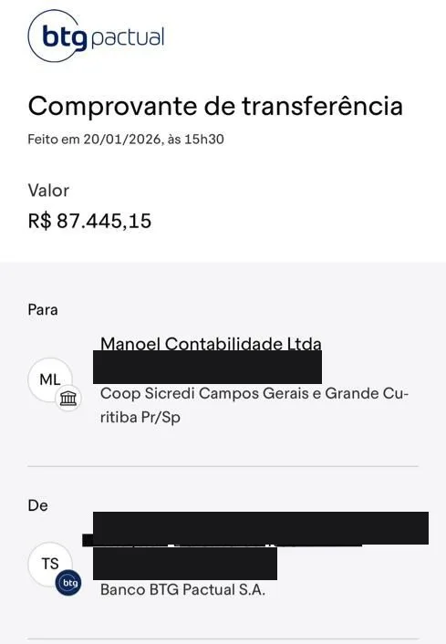 Transferência recebida de R$ 87.445